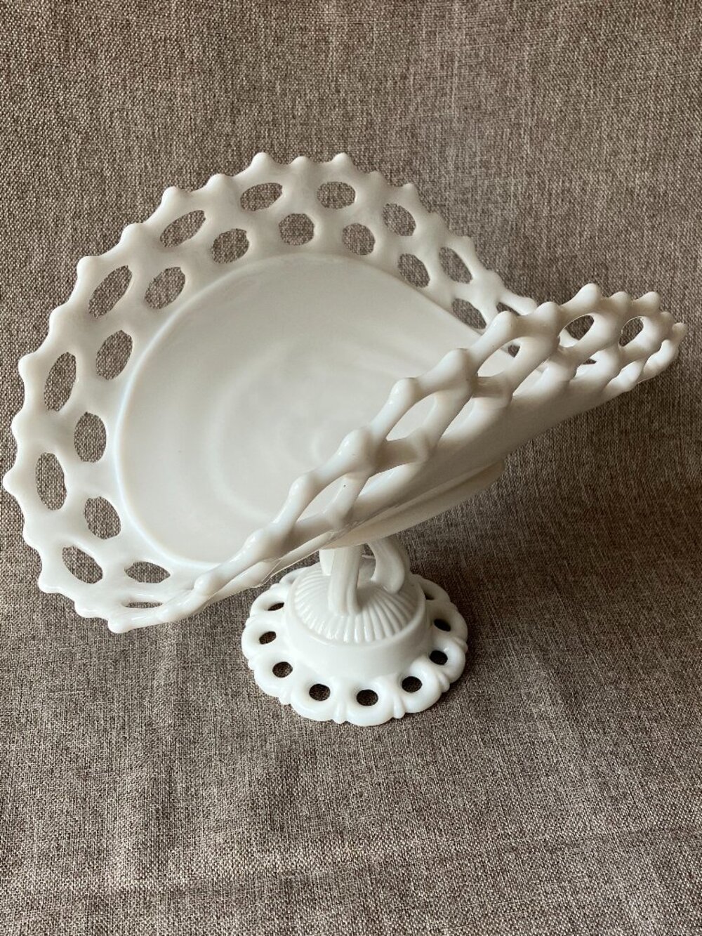 Antique Vintage Westmoreland Glass Doric White Milk Glass Banana Pedestal Stand